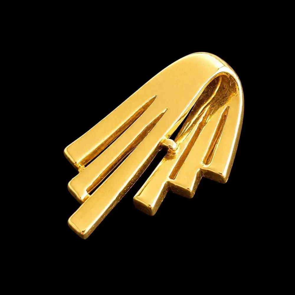 Vintage Gold Tone Rhinestone Pendant Slide Art Deco Style Channel Set 1.5